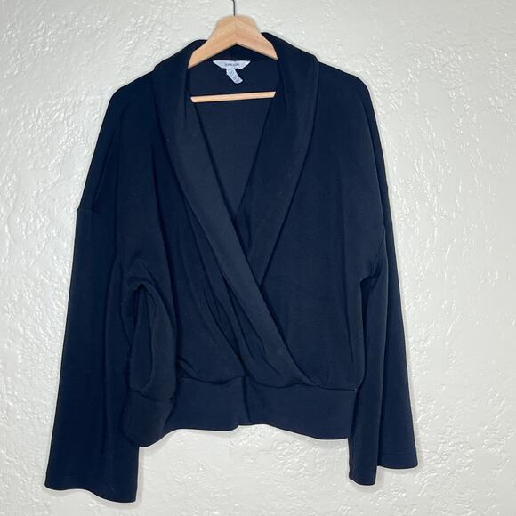 Spanx Women'sAir Essentials Black Shawl Collar Wrap Long Sleeve Top Size 2X - Picture 1 of 7